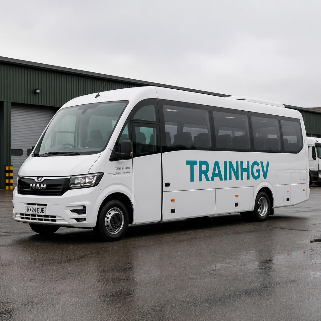 TrainHGV branded minibus for D1 training